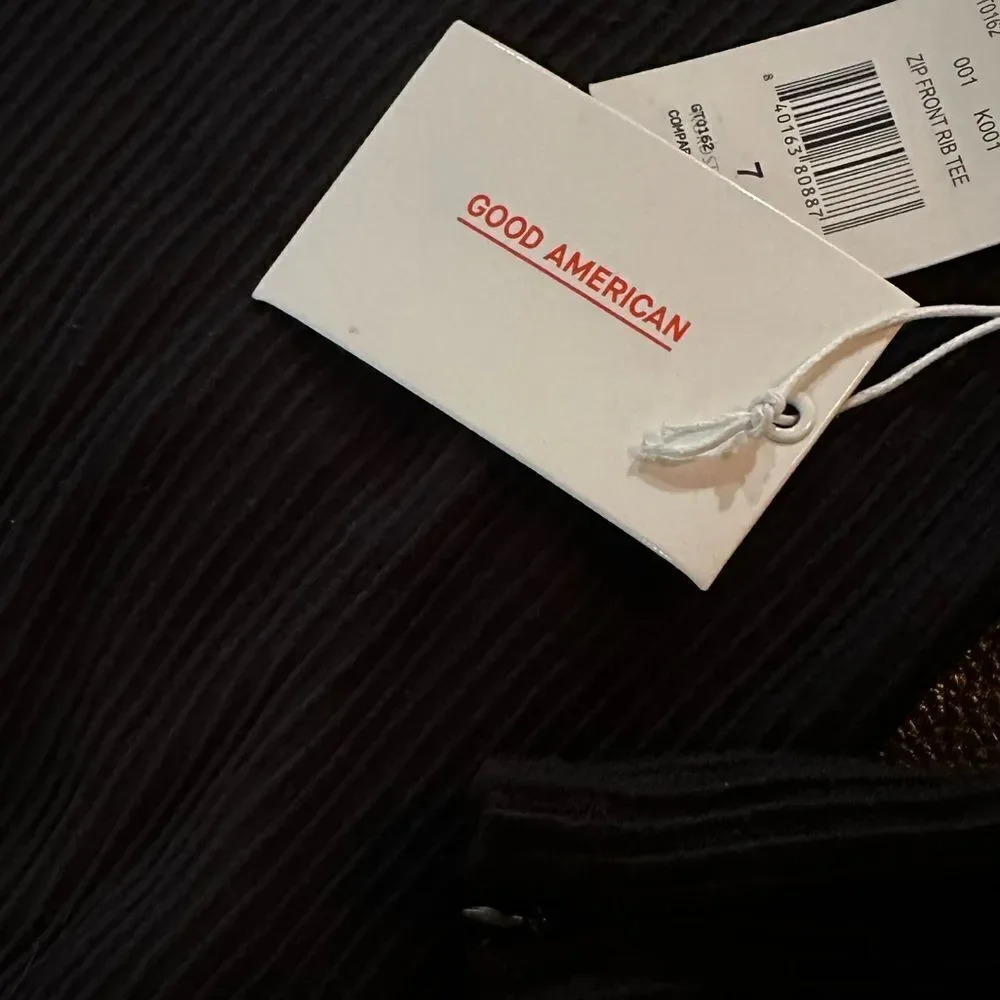 Good American Plus Size Dramatic Zip Ribbed Scoop Square NECK Black 3X NWT - Picture 10 of 12